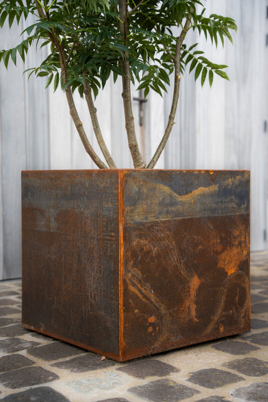 Cortenstalen Boombak inclusief beplanting 60x60x60cm