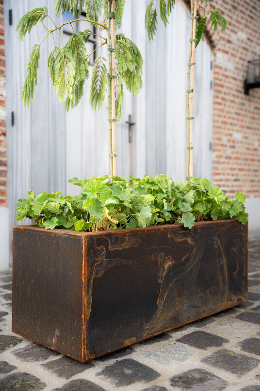 Cortenstalen Boombak inclusief beplanting 100x40x40