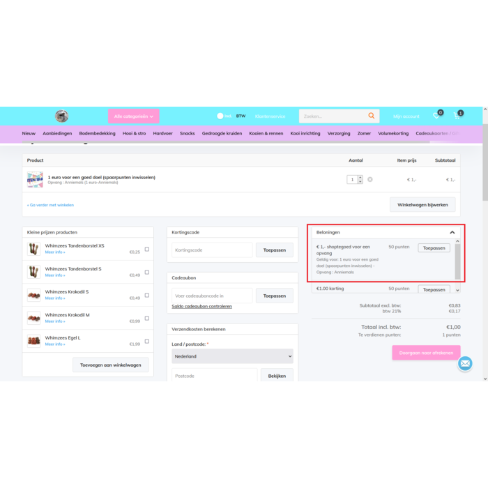 1 euro voor een goed doel (spaarpunten inwisselen)