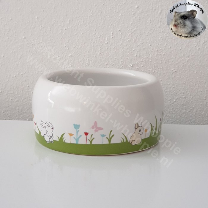 Huismerk Voer/waterbak wit motief (OP=OP)