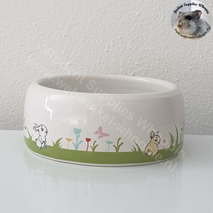 Huismerk Voer/waterbak wit motief