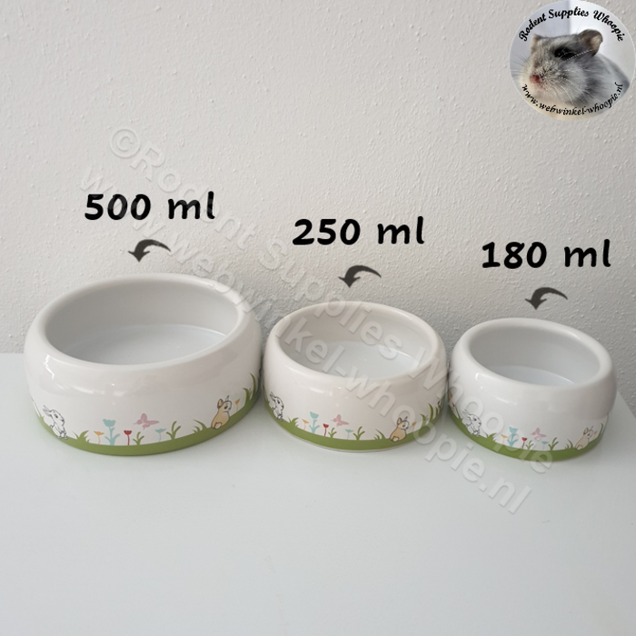 Huismerk Voer/waterbak wit motief (OP=OP)