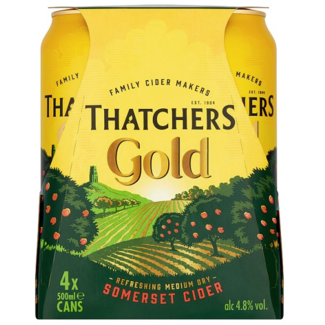 Thatchers Cider Thatchers Gold Cider 4Pk Abv 4.8% 6x4x500ml (24units)