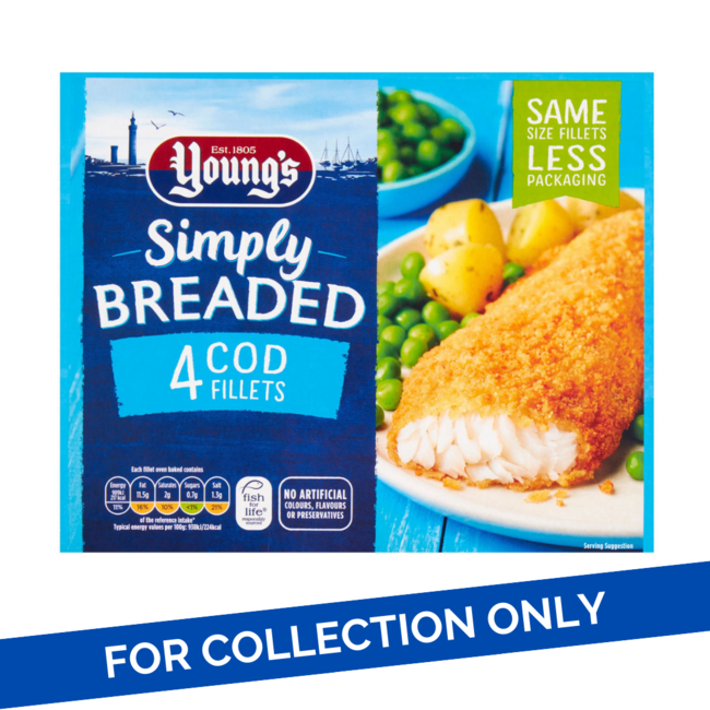 Young's Simply Breaded 4 Cod Fillets 8x400g