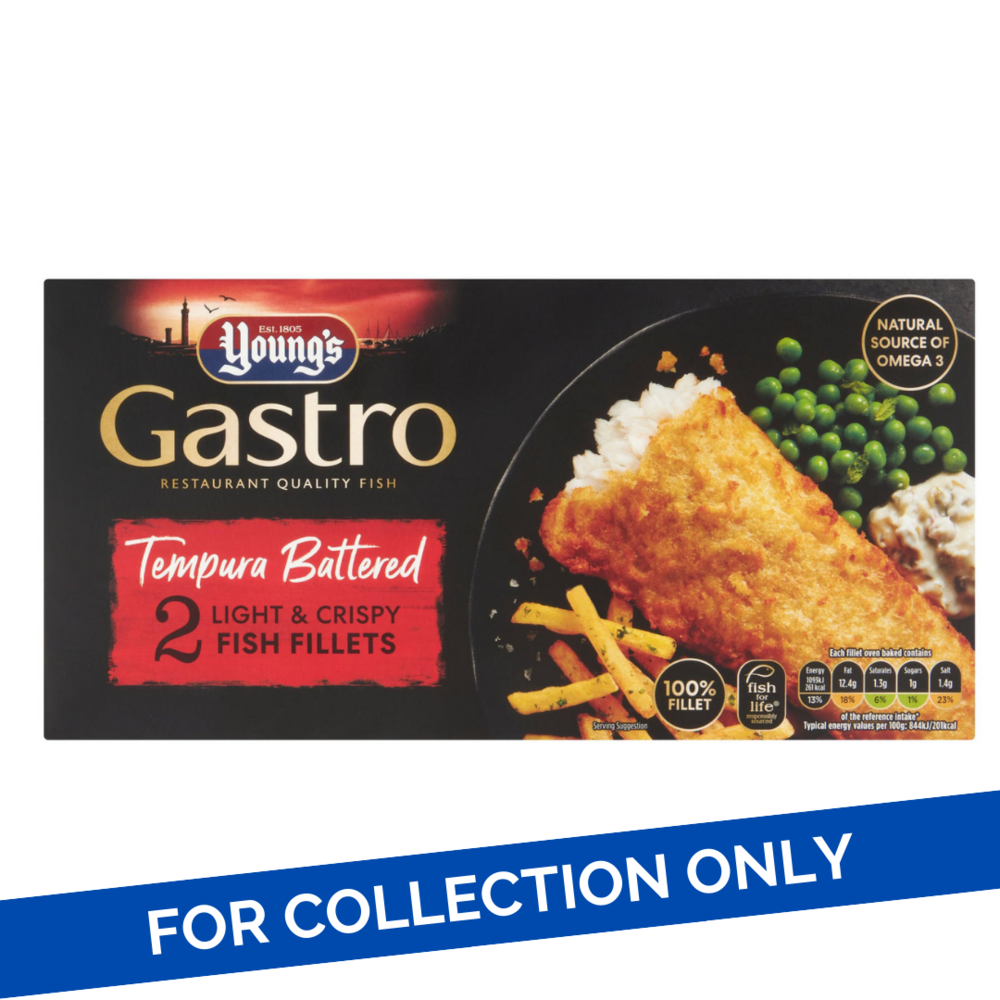 Young's Gastro Tempura Battered 2 Light & Crispy Fish Fillets 15 x 270g