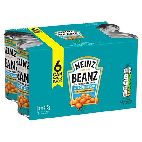 Heinz Heinz Beanz No Added Sugar 4x 6x415gr Heinz Heinz Beanz No Added Sugar 4x 6x415gr