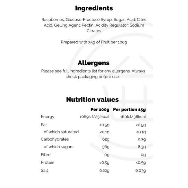 Hartley's Seedless Raspberry Jam 6x300g
