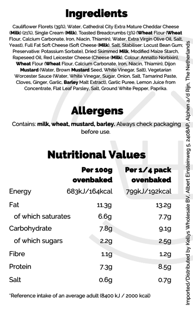 Cathedral City Our Cauliflower Cheese 12 x 500g Kellys Wholesale