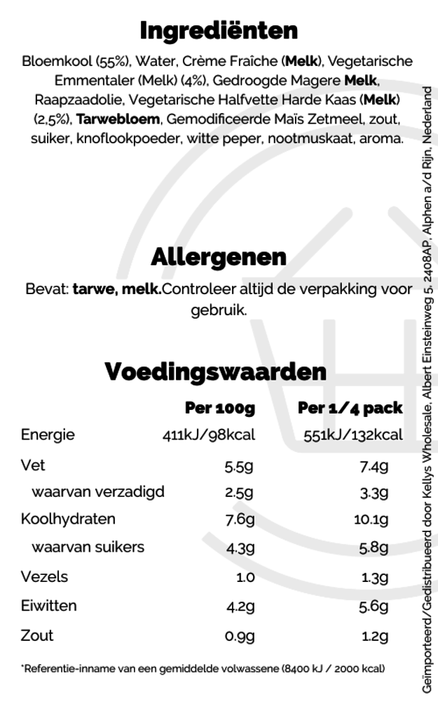 Iceland Cauliflower Cheese 15x680g British frozen products Kellys
