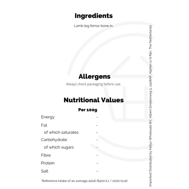 Frozen Bone-in Lamb +- 15kg (6 legs)