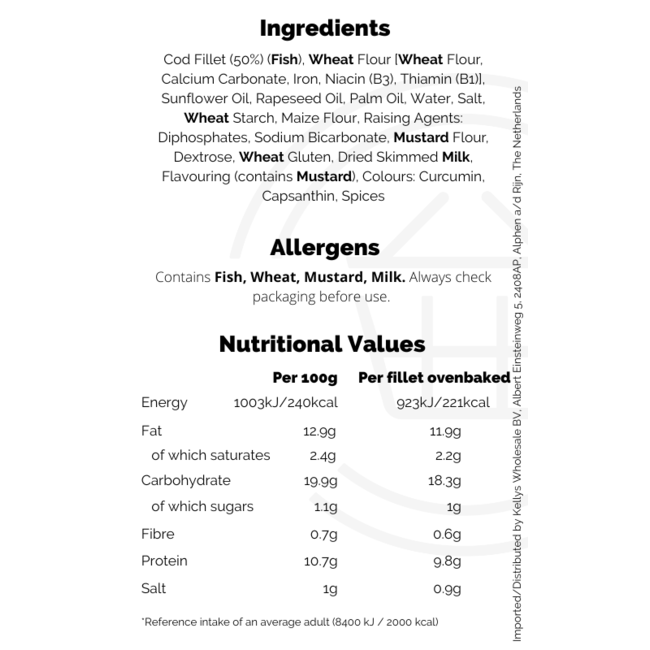 Young's Chip Shop 4 Cod Fillets 8x400g