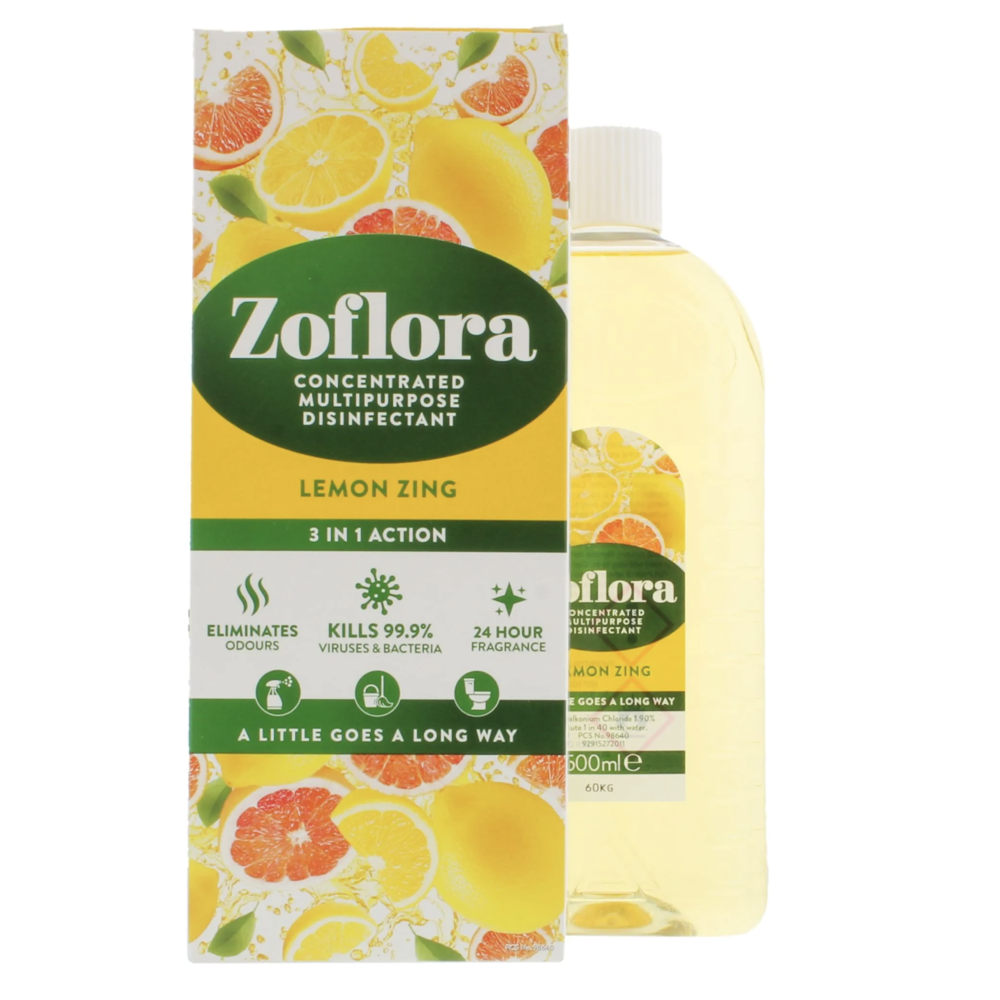 Zoflora Concentrated Disinfectant Lemon Zing 12x500ml Kellys