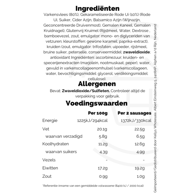 Iceland Luxury 10 Caramelised Onion and Pork Sausages 20x600g