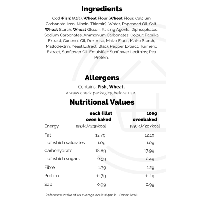 Iceland Battered 4 Cod Skinless Boneless Fillets 20x440g