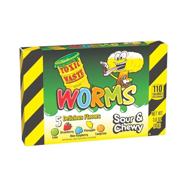 Toxic Waste Toxic Waste Sour Gummy Worms Theatre Box 12x85g