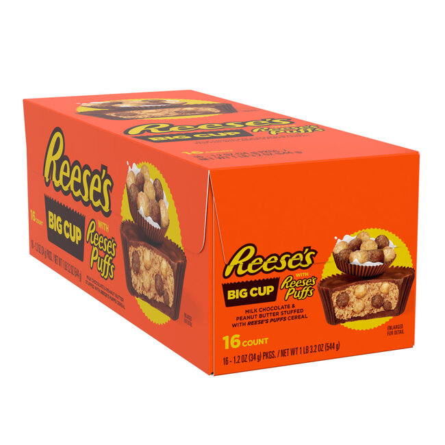 Hershey's Reese's Peanut Butter Big Cup Stuffed with Reese's Puffs 16 x 34g