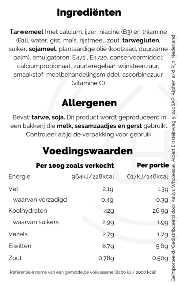 Warburtons 4 Toasting Muffins 24x284g Bevroren Selectie Kellys