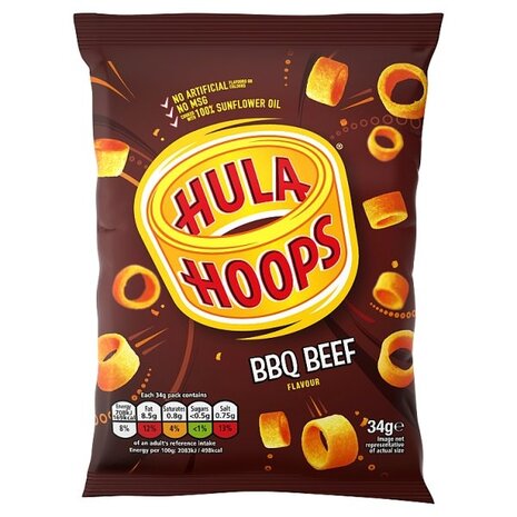 Hula Hoops Hula Hoops BBQ Beef 32x34g Hula Hoops Hula Hoops BBQ Beef 32x34g
