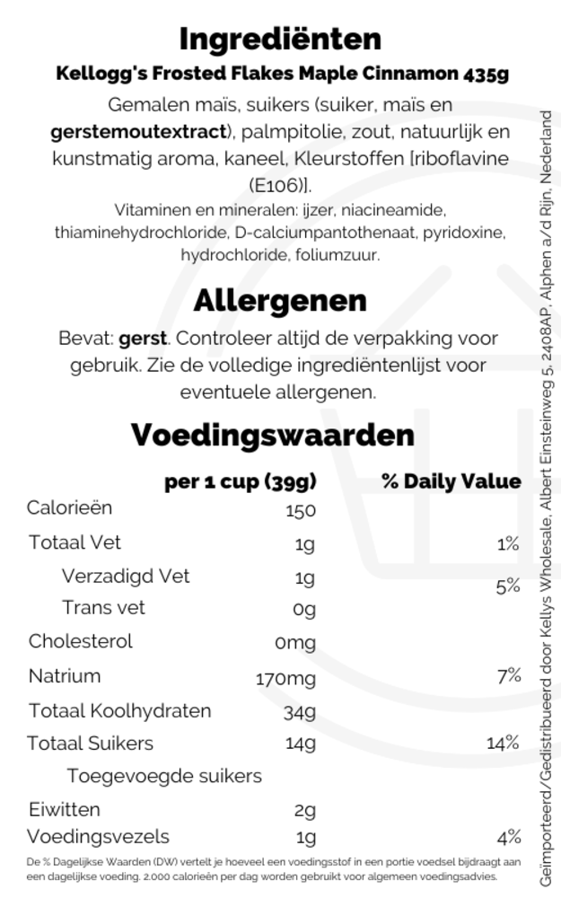 Kellogg's Frosted Flakes Maple Cinnamon 16x435g Kellys Wholesale