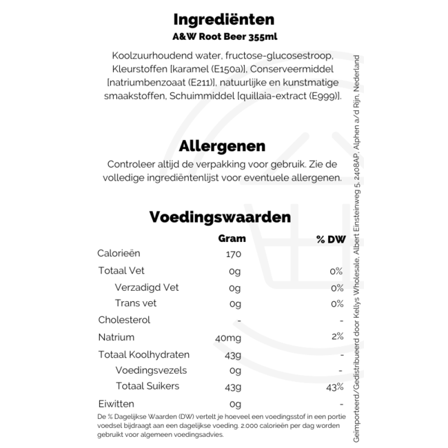 A&W Root Beer 12x355ml