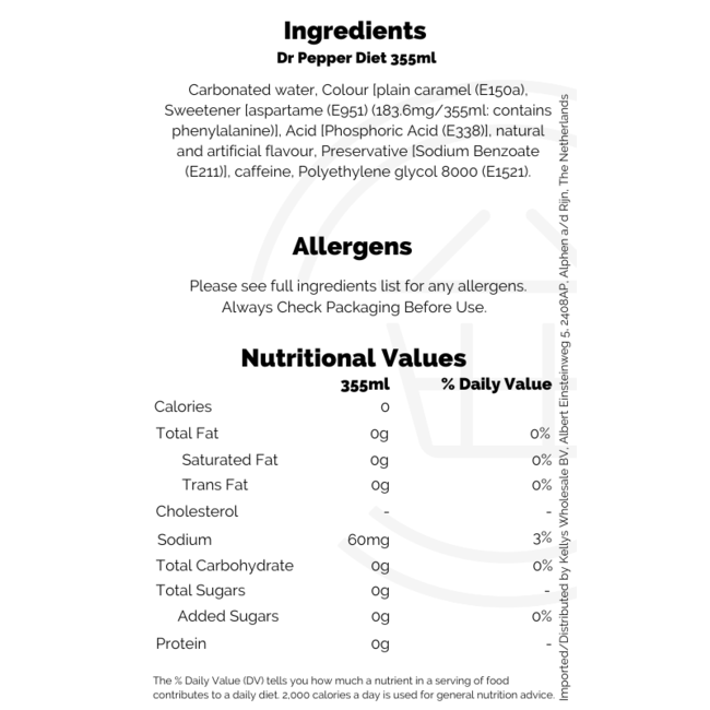 Dr Pepper Diet 12x355ml
