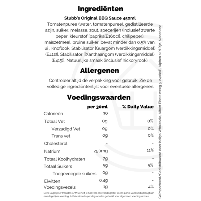 Stubb's Original BBQ Sauce 6x450ml