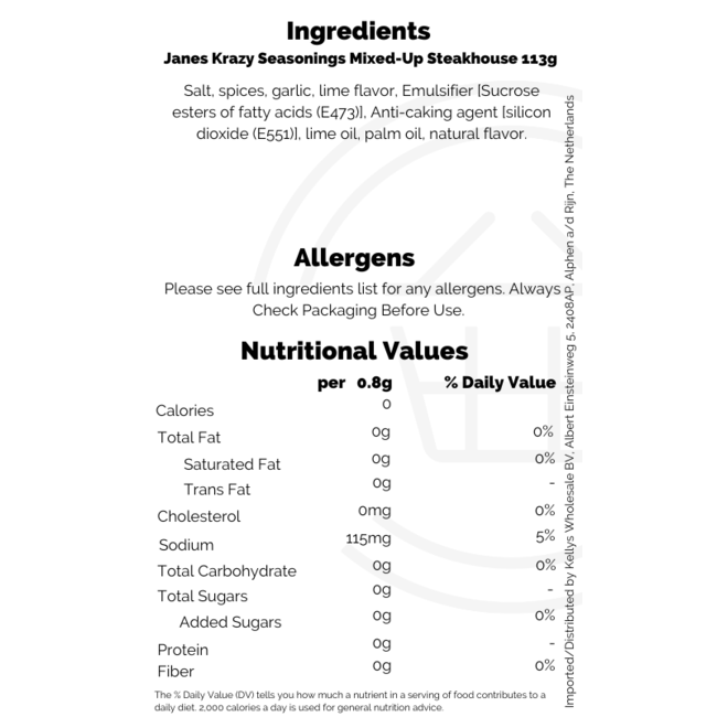 Jane's Krazy Seasonings Mixed Up Steakhouse 12x113g