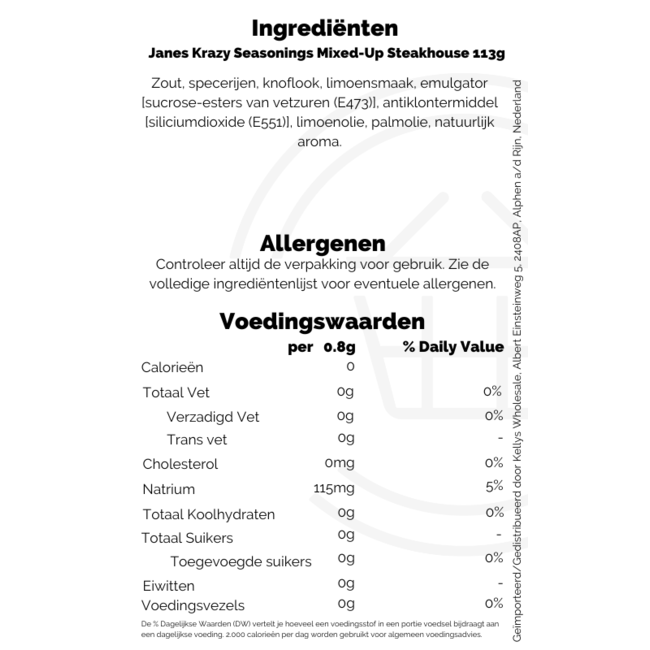 Jane's Krazy Seasonings Mixed Up Steakhouse 12x113g