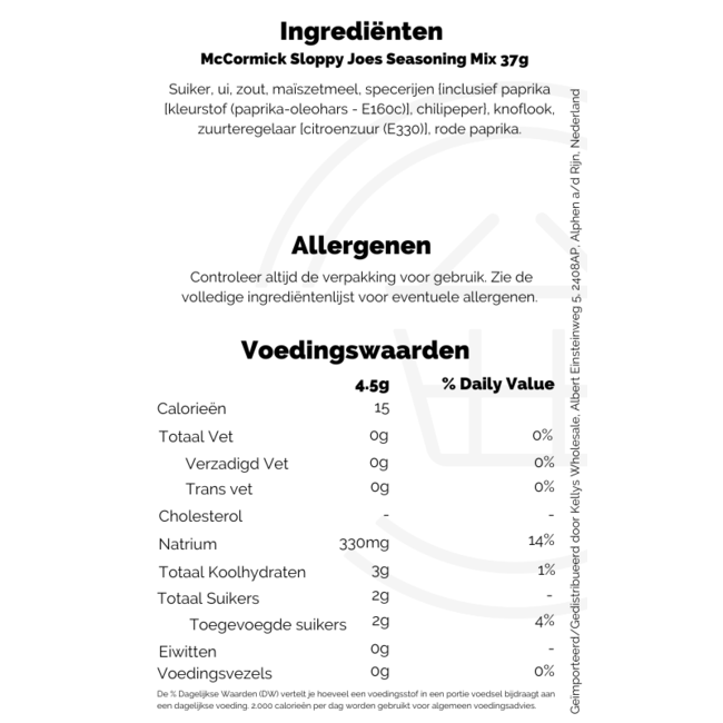 McCormick Sloppy Joe Seasoning 12x1.31oz