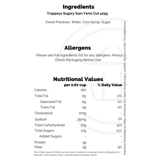 Trappeys Sugary Sam Yams Cut 24x425g (BBD 13-10-2026)