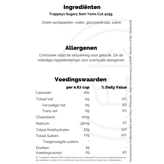 Trappeys Sugary Sam Yams Cut 24x425g (BBD 13-10-2026)