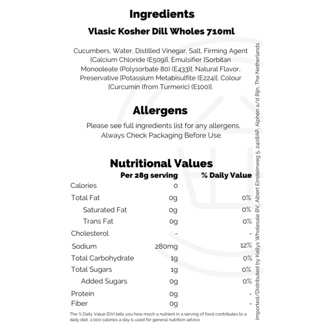 Vlasic Whole Kosher Baby Dills 12x946ml