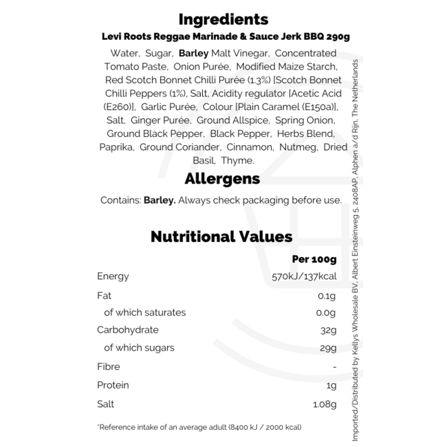 Levi Roots Reggae Reggae Sweet/Hot Sauce 6x290g