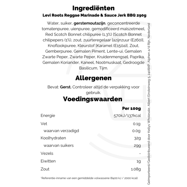 Levi Roots Reggae Reggae Sweet/Hot Sauce 6x290g