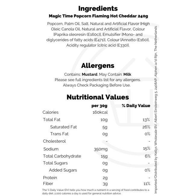 Magic Time Flaming Hot Cheddar Popcorn 12x240g