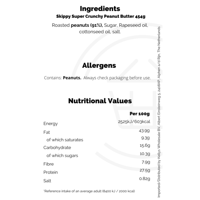 Skippy Crunchy Peanut Butter 6x454g