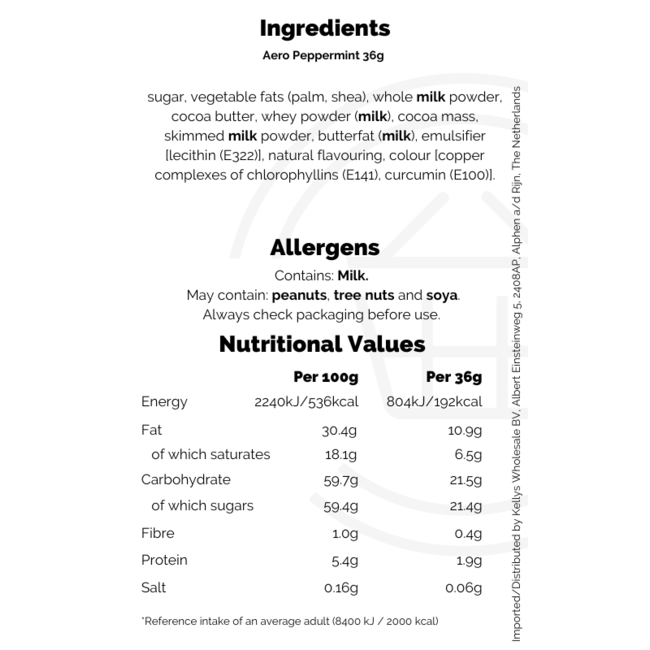 Aero Peppermint Bar 24x36g