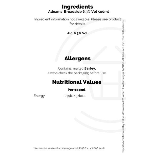 Adnams Broadside ABV 6.3% 12x500ml