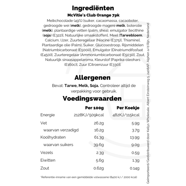 McVities Club Orange 30x7x22g