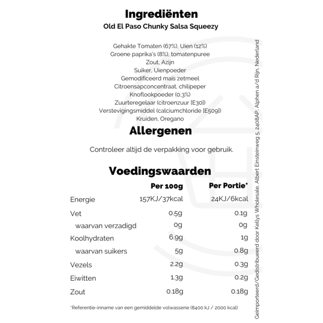 Old El Paso Chunky Salsa Squeezy 8x238g