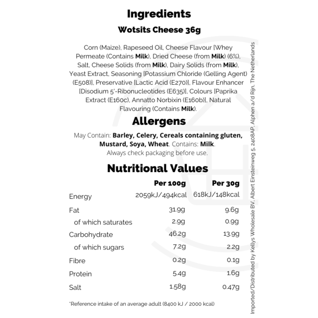 Walkers Wotsits Cheese 30x36g