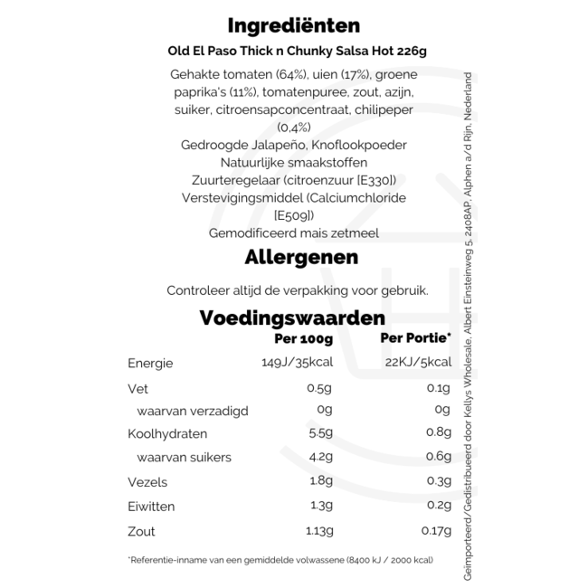 Old El Paso Hot Chunky Salsa 12x226g