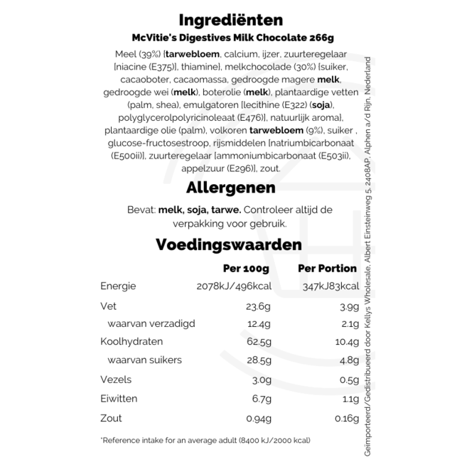 McVities Milk Chocolate Digestives 12x266g