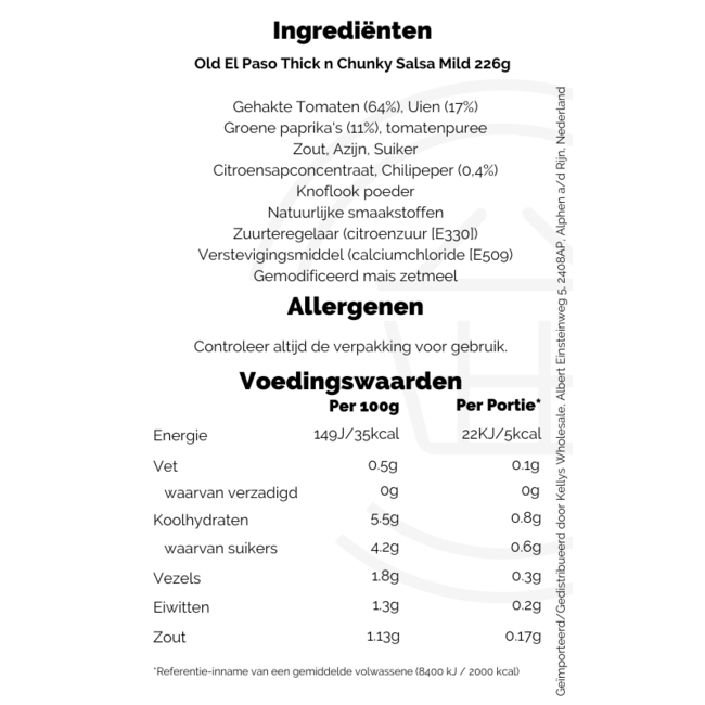 Old El Paso Mild Chunky Salsa 12x226g