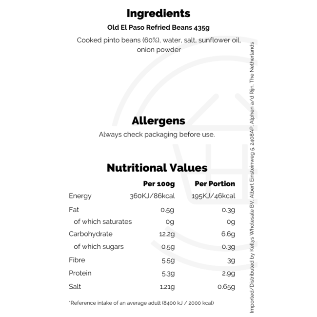 Old El Paso Refried Beans 6x435g