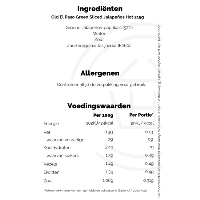 Old El Paso Sliced Jalapenos 12x215g