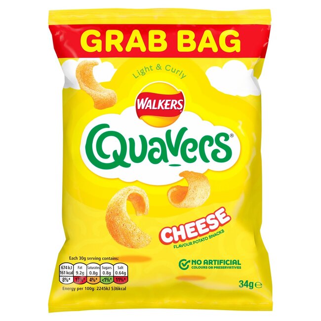Walkers Crisps Quavers Cheese 30x34g