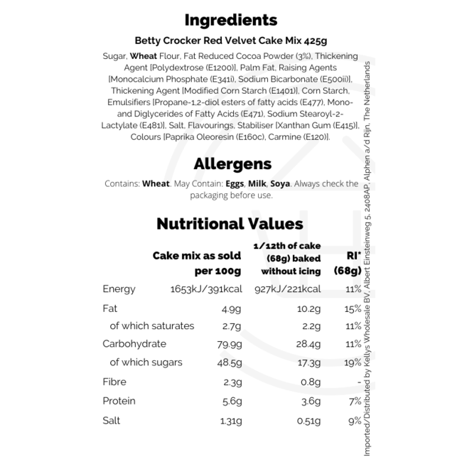 Betty Crocker Red Velvet Cake Mix 6x425g