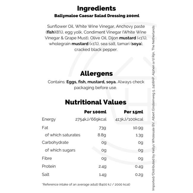 Ballymaloe Caesar Salad Dressing 10x200ml