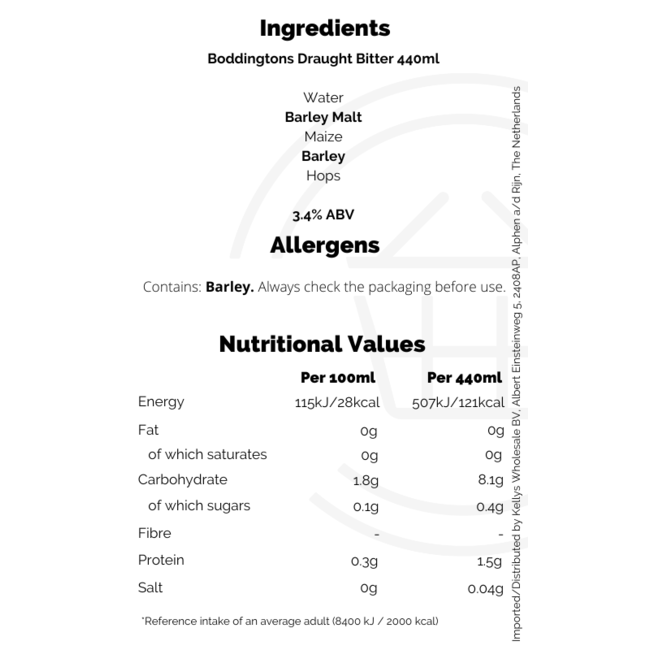 Boddingtons Draught ABV3.5% 6x4x440ml (24units)